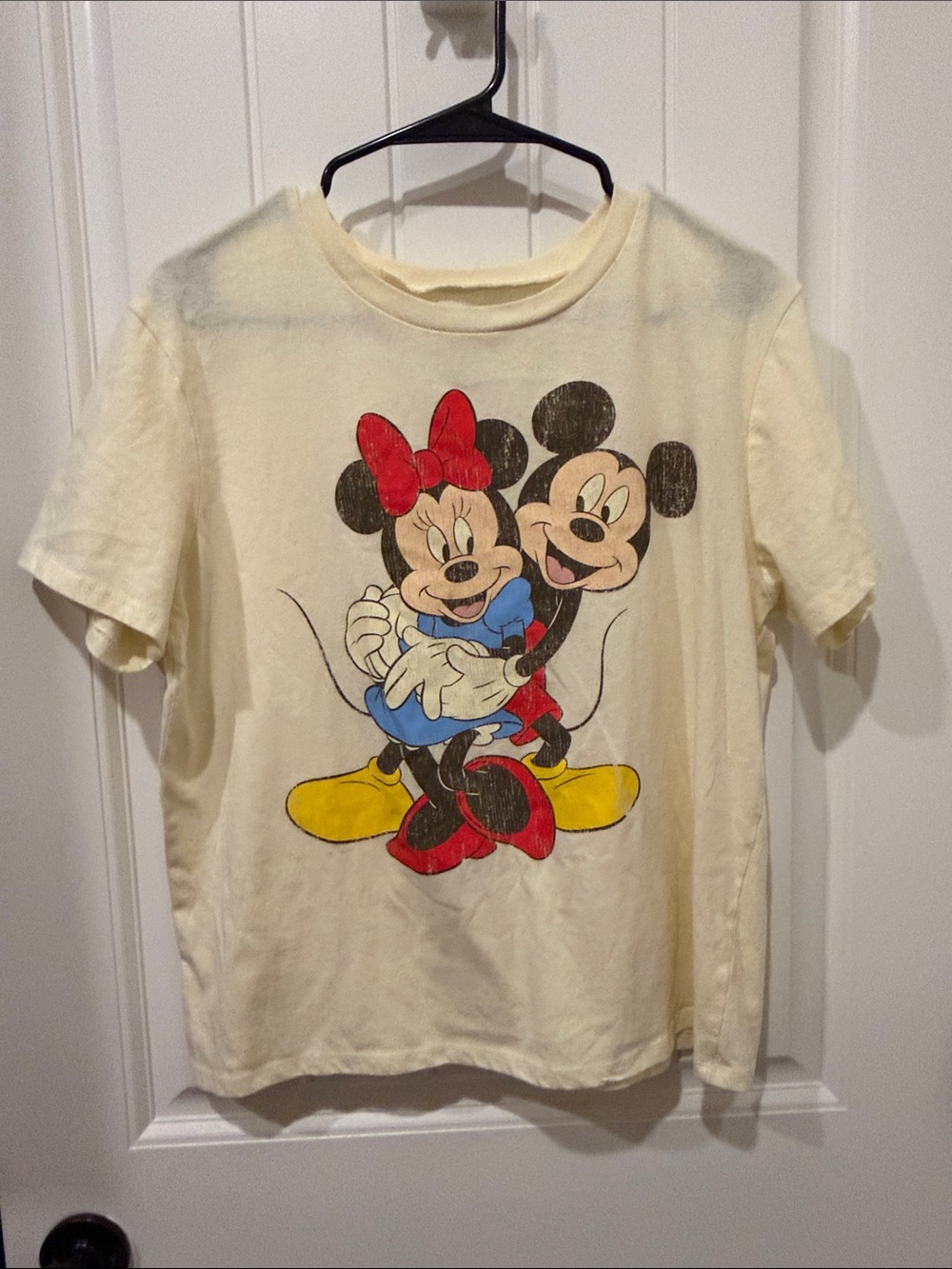 Vintage Disney Cream Kids Tee with Mickey & Minnie